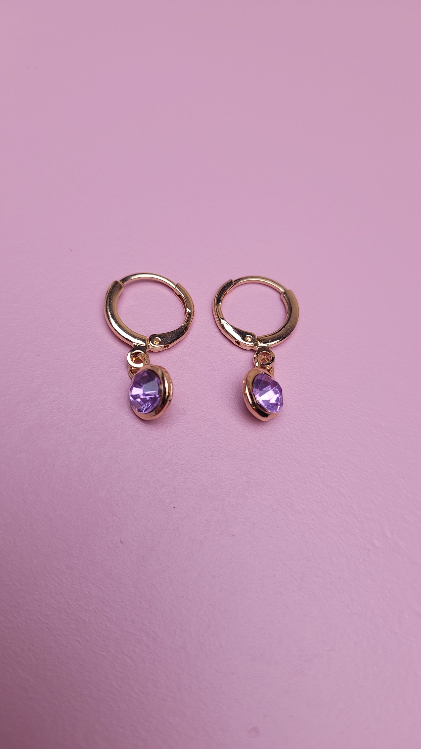 Oorbellen ring met steentje paars