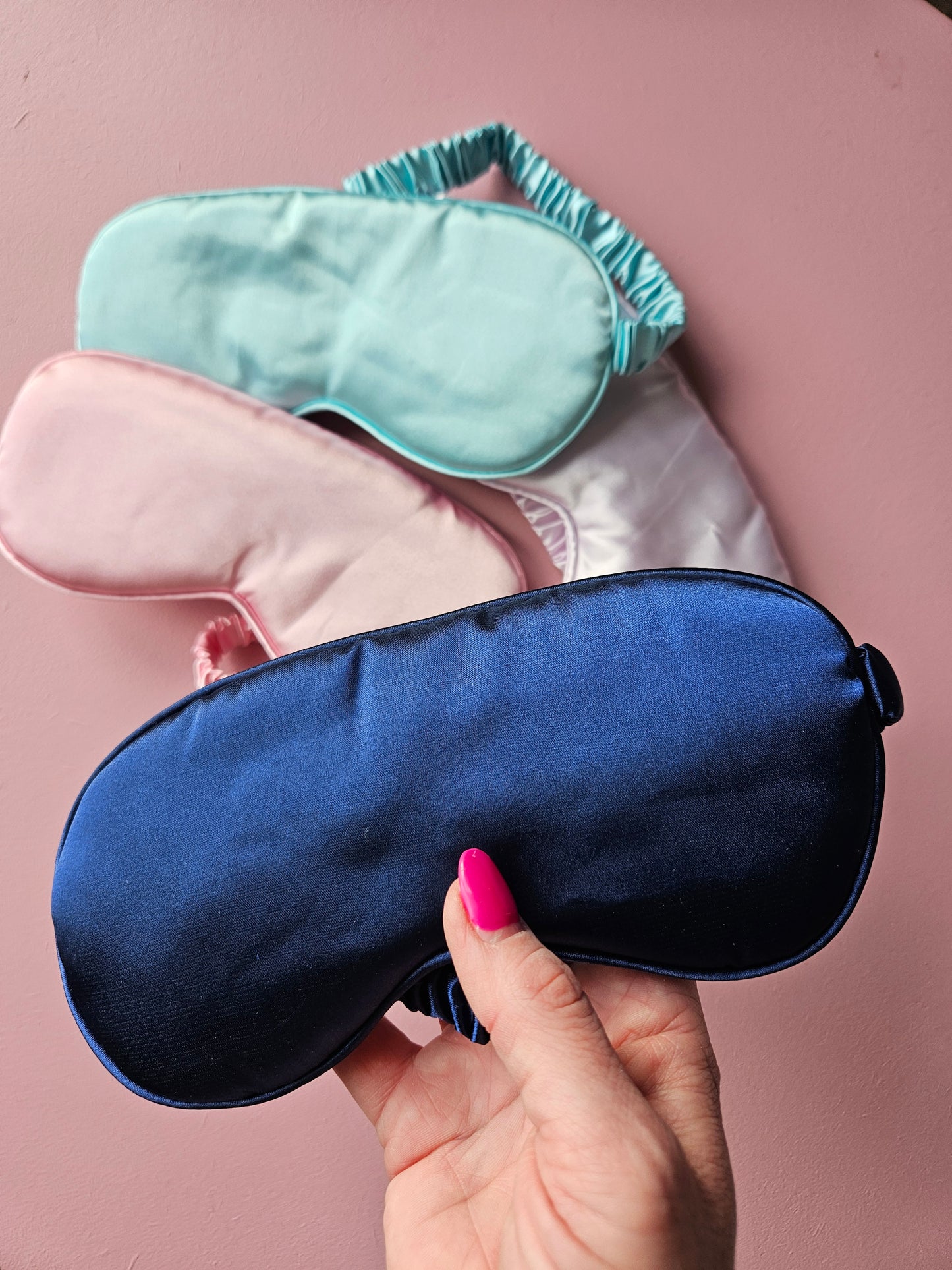 Slaapmasker blauw satijn
