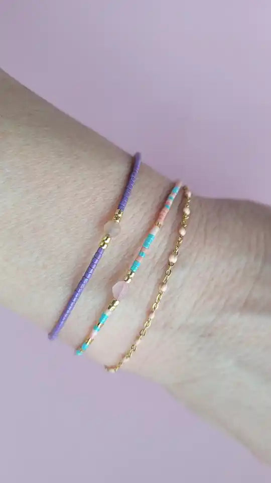 Mintgroen/zalm armbandje