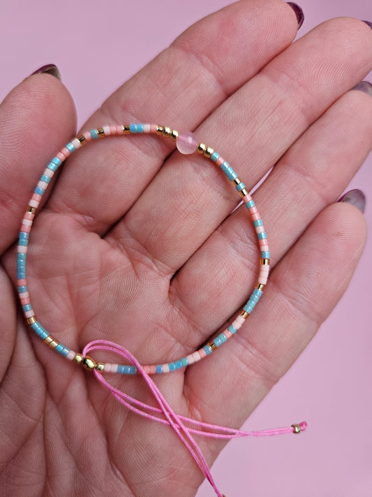 Mintgroen/zalm armbandje