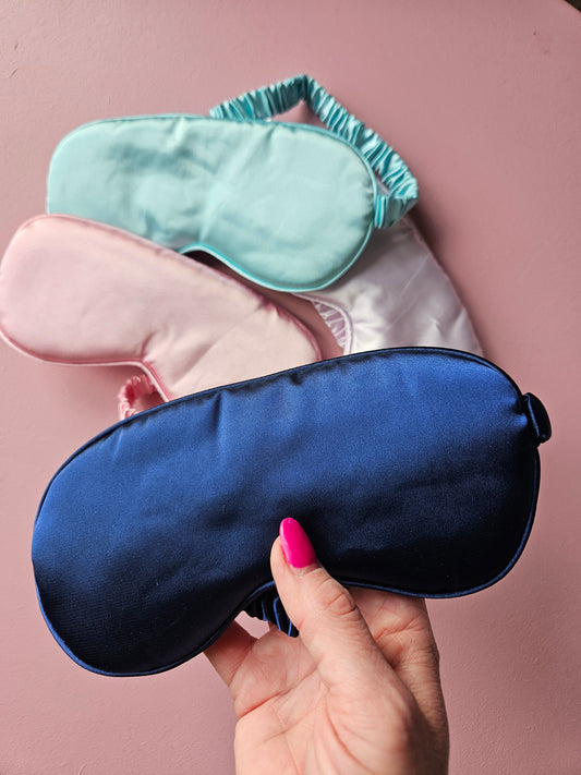 Slaapmasker blauw satijn