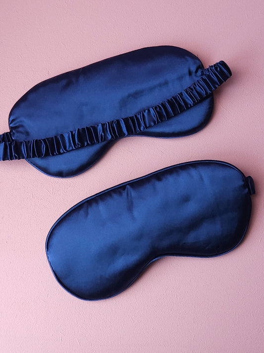 Slaapmasker blauw satijn