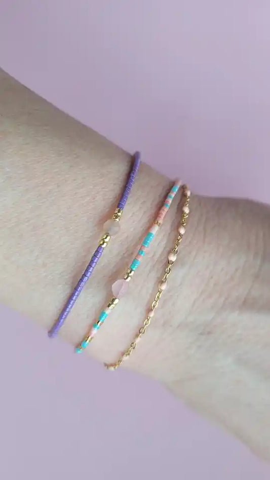 Mintgroen/zalm armbandje